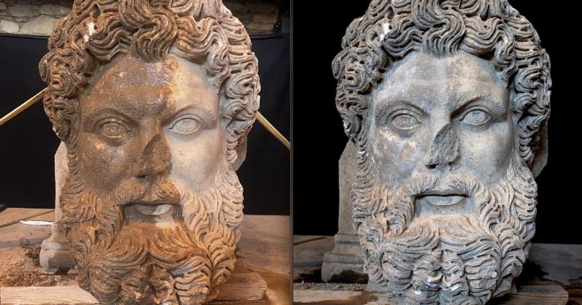 Aphrodisias Antik Kenti’nde yapılan kazılarda Zeus heykelinin başı bulundu